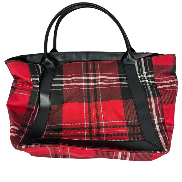Victoria's Secret Plaid Red & Black Tote Bag Spacious Interior Elegant Design - Picture 7 of 7